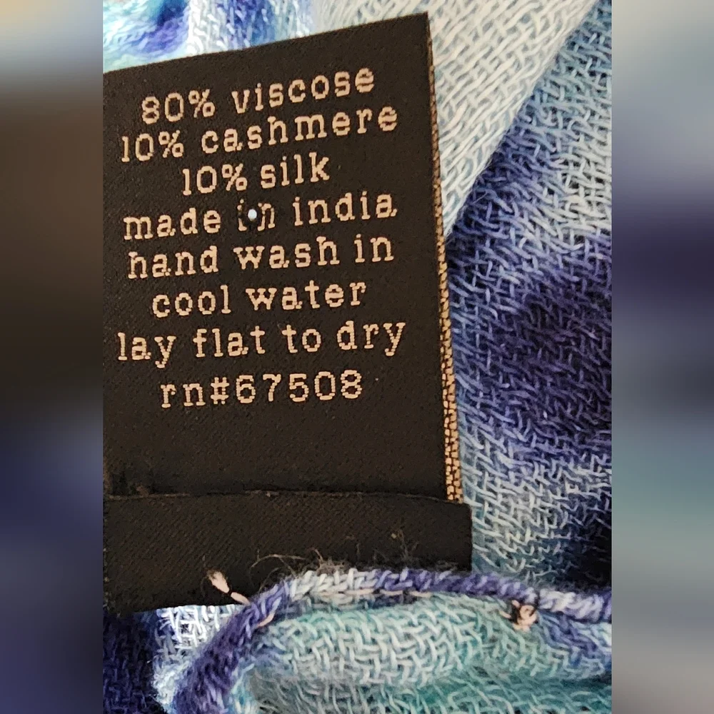 Collection 18 Blue Tie Dye Infinity Scarf Cashmere Silk Blend